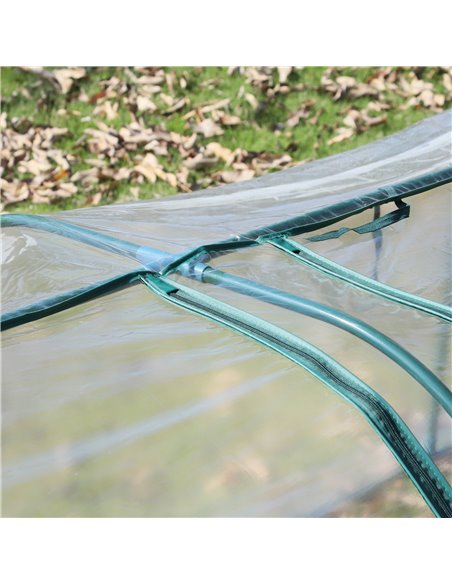 Outsunny Portable Small Greenhouse, Steel Frame with Zipper Doors,PVC Tunnel Greenhouse Plant Grow House, 350Lx100Wx80Hcm-Dark G - pic 37829 | FastDaddyshop