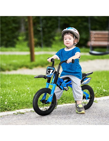 HOMCOM 12" Kids Balance Bike Air, No Pedal Training Bicycle Blue - pic 3783 | FastDaddyshop