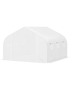 Outsunny 3.5 x 3 x 2m Walk-In Polytunnel Greenhouse, White 845-068