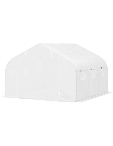 Outsunny 3.5 x 3 x 2m Walk-In Polytunnel Greenhouse, White 845-068 - pic 37830 | FastDaddyshop