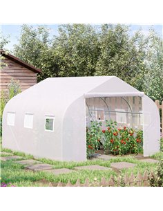 Outsunny 3.5 x 3 x 2m Walk-In Polytunnel Greenhouse, White 845-068 2