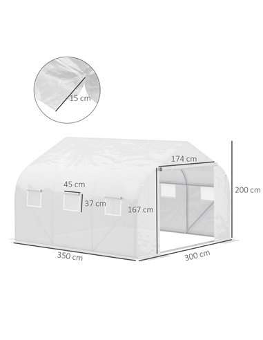 Outsunny 3.5 x 3 x 2m Walk-In Polytunnel Greenhouse, White 845-068