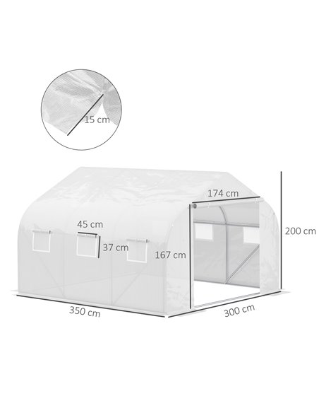 Outsunny 3.5 x 3 x 2m Walk-In Polytunnel Greenhouse, White 845-068 - pic 37832 | FastDaddyshop