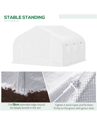 Outsunny 3.5 x 3 x 2m Walk-In Polytunnel Greenhouse, White 845-068