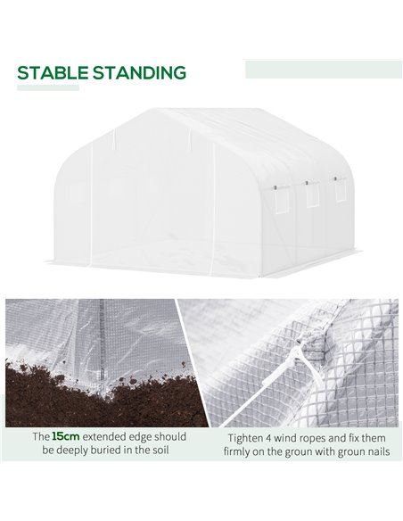 Outsunny 3.5 x 3 x 2m Walk-In Polytunnel Greenhouse, White 845-068 - pic 37834 | FastDaddyshop