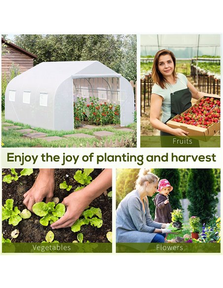 Outsunny 3.5 x 3 x 2m Walk-In Greenhouse Polytunnel Greenhouse Garden Hot House with Steel Frame, Roll Up Door and Windows, Whit - pic 37836 | FastDaddyshop