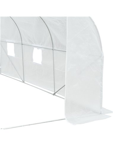Outsunny 3.5 x 3 x 2m Walk-In Greenhouse Polytunnel Greenhouse Garden Hot House with Steel Frame, Roll Up Door and Windows, Whit