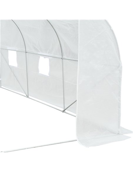 Outsunny 3.5 x 3 x 2m Walk-In Greenhouse Polytunnel Greenhouse Garden Hot House with Steel Frame, Roll Up Door and Windows, Whit - pic 37837 | FastDaddyshop