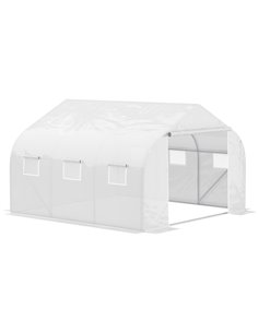 Outsunny 4.5 x 3 x 2m Walk-In Polytunnel Greenhouse, White 845-070