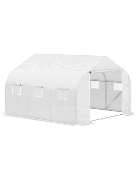 Outsunny 4.5 x 3 x 2m Walk-In Polytunnel Greenhouse, White 845-070 - pic 37839 | FastDaddyshop