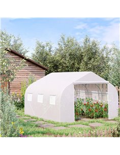 Outsunny 4.5 x 3 x 2m Walk-In Polytunnel Greenhouse, White 845-070 2