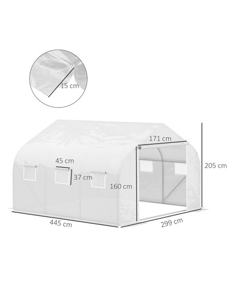 Outsunny 4.5 x 3 x 2m Walk-In Polytunnel Greenhouse, White 845-070 - pic 37841 | FastDaddyshop