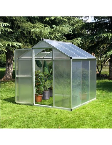 Outsunny 6x6ft Large Walk-In Clear Polycarbonate Greenhouse 845-243