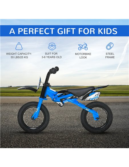 HOMCOM 12" Kids Balance Bike AIR, No Pedal Training Bicycle Blue - pic 3785 | FastDaddyshop