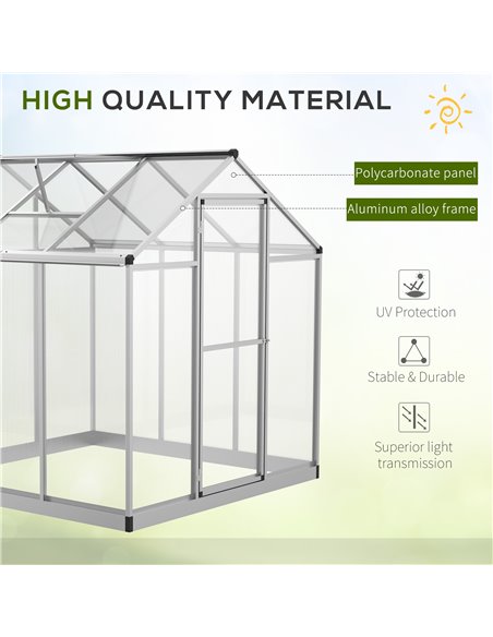 Outsunny 6x6ft Clear Polycarbonate Greenhouse Aluminium Frame Large Walk-In Garden Plants Grow 845-243 - pic 37851 | FastDaddyshop