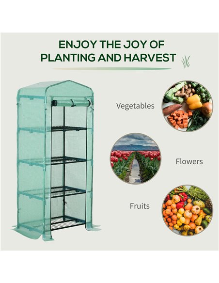 Outsunny 4 Tiers Mini Portable Greenhouse Plant Grow Shed Metal Frame PE Cover 160H x 70L x 50Wcm, Green 01-0097 - pic 37870 | FastDaddyshop