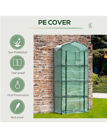 Outsunny 4 Tiers Mini Portable Greenhouse Plant Grow Shed Metal Frame PE Cover 160H x 70L x 50Wcm, Green 01-0097 - pic 37871 | FastDaddyshop