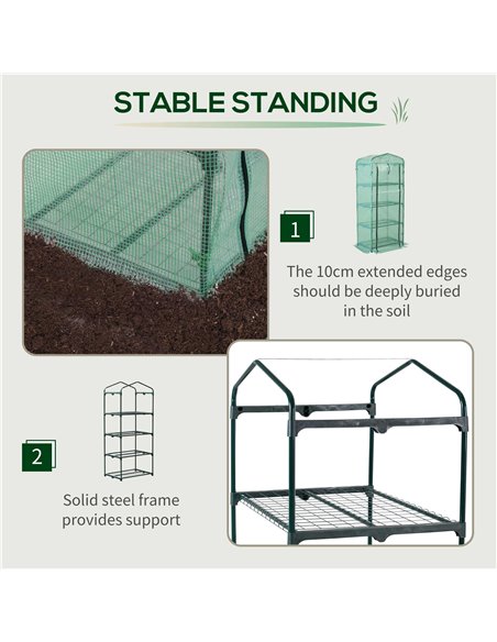 Outsunny 4 Tiers Mini Portable Greenhouse Plant Grow Shed Metal Frame PE Cover 160H x 70L x 50Wcm, Green 01-0097 - pic 37872 | FastDaddyshop