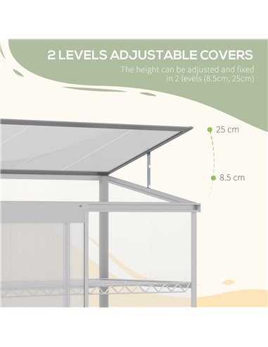 Outsunny 3-Tier Mini Greenhouse Garden Cold Frame Plant Growth House w / Polycarbonate Panels, Openable Roof, 129.5 x 58 x 140 c