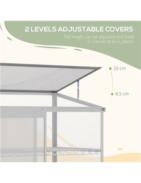 Outsunny 3-Tier Mini Greenhouse Garden Cold Frame Plant Growth House w / Polycarbonate Panels, Openable Roof, 129.5 x 58 x 140 c - pic 37916 | FastDaddyshop