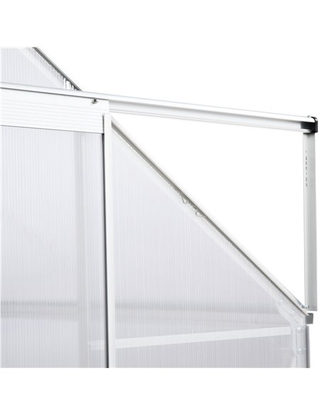 Outsunny Walk-In Greenhouse Polycarbonate Panels Aluminium Frame w/ Sliding Door Adjustable Window Inner Area Plant Flower Grow, - pic 37928 | FastDaddyshop