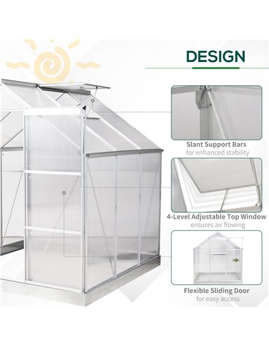 Outsunny 6 x 6 ft Walk-In Polycarbonate Greenhouse 845-334V01