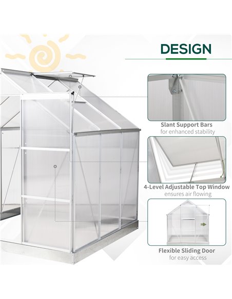 Outsunny 6 x 6 ft Walk-In Polycarbonate Greenhouse 845-334V01 - pic 37932 | FastDaddyshop