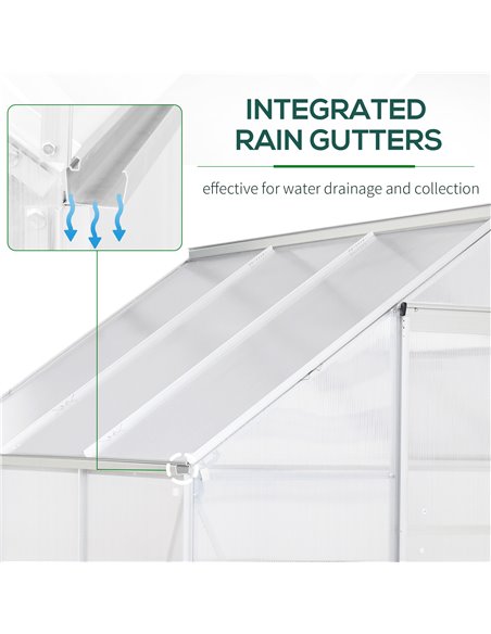 Outsunny 6 x 6 ft Walk-In Greenhouse Polycarbonate Lean to Greenhouse Grow House w/ Aluminium Frame, Sliding Door, Adjustable Wi - pic 37934 | FastDaddyshop