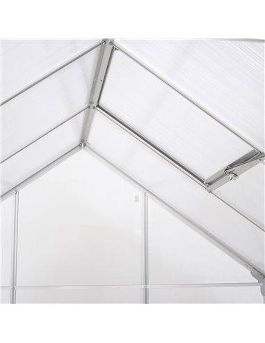 Outsunny 6 x 6 ft Walk-In Greenhouse Polycarbonate Lean to Greenhouse Grow House w/ Aluminium Frame, Sliding Door, Adjustable Wi
