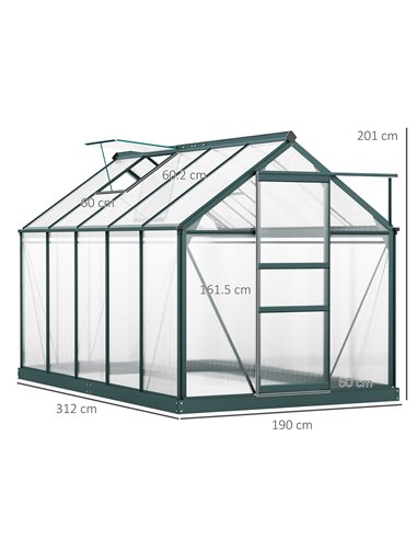 Outsunny Aluminium Frame Large Walk-In Greenhouse (10ft x 6ft) 845-059V01