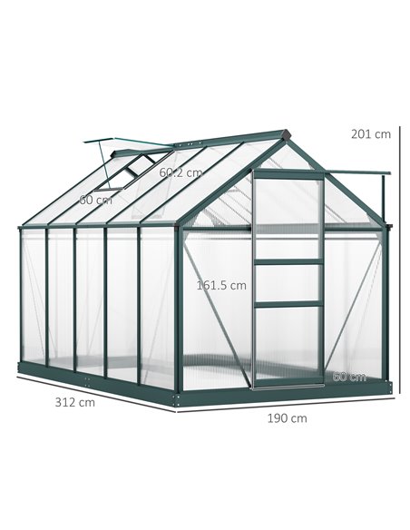 Outsunny Aluminium Frame Large Walk-In Greenhouse (10ft x 6ft) 845-059V01 - pic 37940 | FastDaddyshop