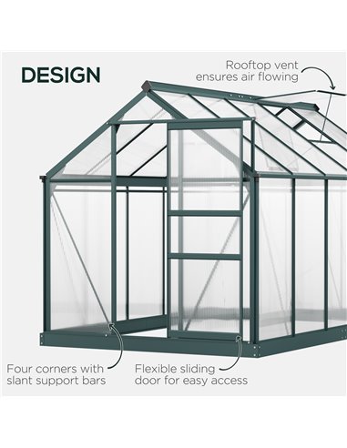 Outsunny Aluminium Frame Large Walk-In Greenhouse (10ft x 6ft) 845-059V01
