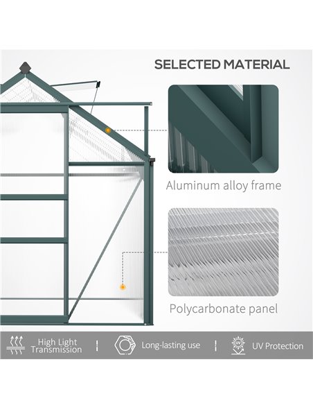 Outsunny Aluminium Frame Greenhouse Large Walk-In Greenhouse Garden Plants Grow Galvanized Base w/ Slide Door (10ft x 6ft) 845-0 - pic 37942 | FastDaddyshop