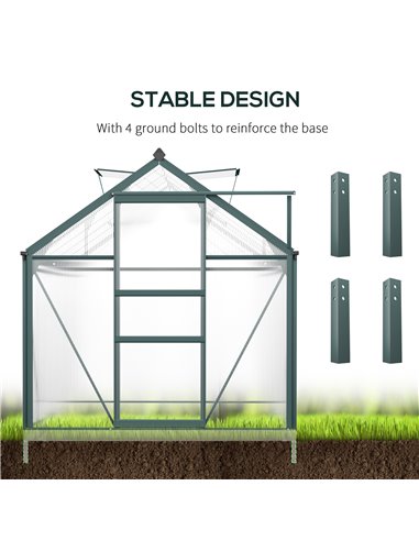 Outsunny Aluminium Frame Greenhouse Large Walk-In Greenhouse Garden Plants Grow Galvanized Base w/ Slide Door (10ft x 6ft) 845-0