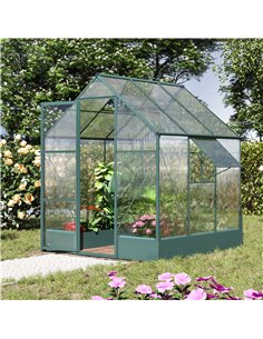 Outsunny 6 x 6ft Garden Walk-in Polycarbonate Greenhouse 845-421V01 2
