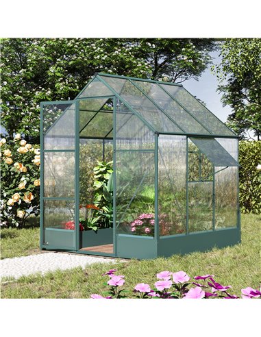 Outsunny 6 x 6ft Garden Walk-in Polycarbonate Greenhouse 845-421V01