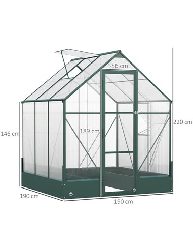 Outsunny 6 x 6ft Garden Walk-in Polycarbonate Greenhouse 845-421V01