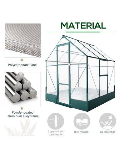 Outsunny 6 x 6ft Garden Walk-in Polycarbonate Greenhouse 845-421V01