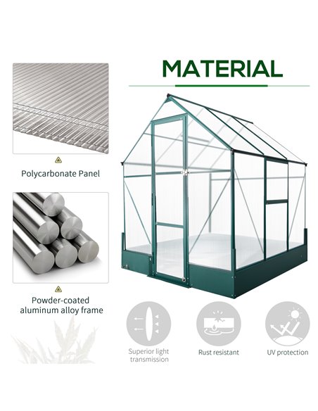 Outsunny 6 x 6ft Garden Walk-in Polycarbonate Greenhouse 845-421V01 - pic 37986 | FastDaddyshop