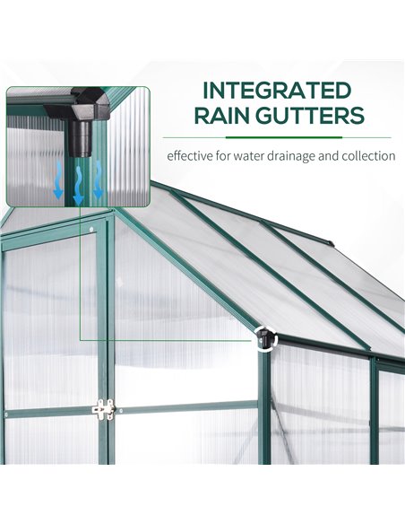 Outsunny Garden Walk-in Aluminium Greenhouse Polycarbonate with Plant Bed ,Temperature Controlled Window, Foundation, 6 x 6ft 84 - pic 37990 | FastDaddyshop