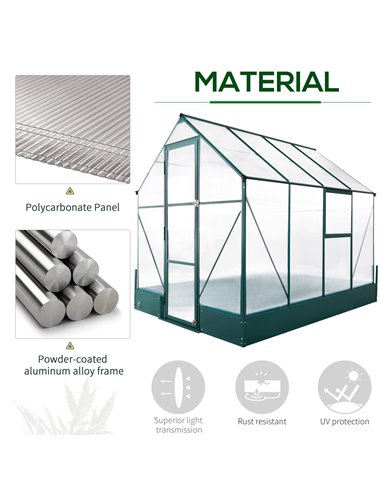Outsunny 6 x 8ft Garden Walk-in Polycarbonate Greenhouse 845-421V02