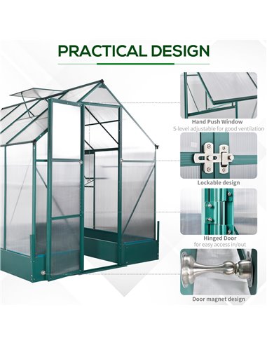 Outsunny 6 x 8ft Garden Walk-in Polycarbonate Greenhouse 845-421V02
