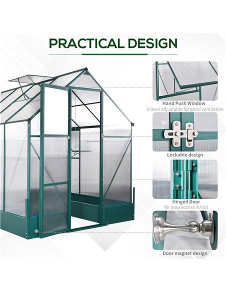 Outsunny 6 x 8ft Garden Walk-in Polycarbonate Greenhouse 845-421V02 - pic 37996 | FastDaddyshop