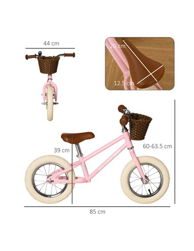 HOMCOM Kids Balance Bike pink