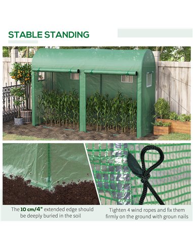 Outsunny Garden Plant Tomato Growth Greenhouse W/ Double Doors & 4 Windows  PE Cover Steel Frame Green, 3L x 1W x 2H (m) 845-416