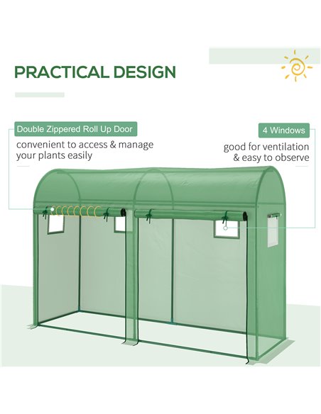 Outsunny Garden Plant Tomato Growth Greenhouse W/ Double Doors & 4 Windows  PE Cover Steel Frame Green, 3L x 1W x 2H (m) 845-416 - pic 38006 | FastDaddyshop