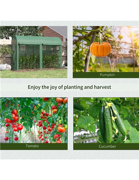 Outsunny Garden Plant Tomato Growth Greenhouse W/ Double Doors & 4 Windows  PE Cover Steel Frame Green, 3L x 1W x 2H (m) 845-416 - pic 38007 | FastDaddyshop