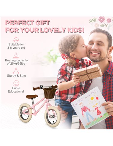 HOMCOM Kids Balance Bike pink
