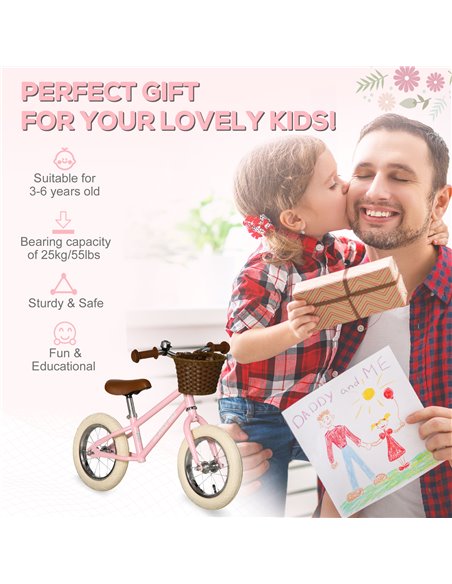 HOMCOM Kids Balance Bike pink - pic 3801 | FastDaddyshop