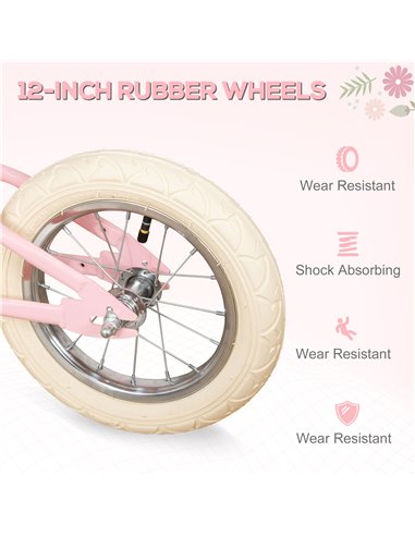 HOMCOM Kids Balance Bikes Toddler No Pedal Training Bicycle for 3-6 Year Old Boys Girls pink